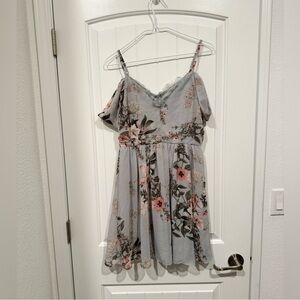Lulus fairycore Floral Open Shoulder cottagecore Short Dress Size Small nwt